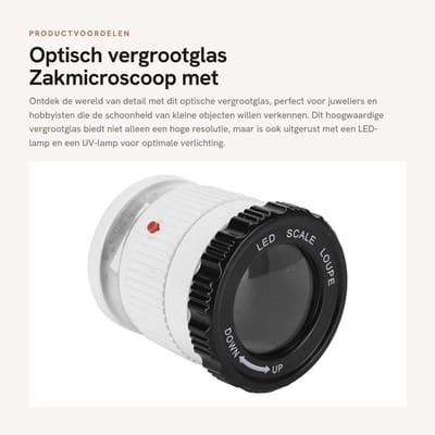 Dailygoods - Optisch vergrootglas - Zakmicroscoop met LED-licht - Wit - Hoge resolutie - Verstelbaar voor juweliers - Geschikt voor hobbyisten