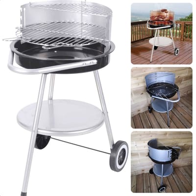 Luxe Houtskoolbarbecue - Barbecue - BBQ Verrijdbaar - 4 Kookhoogtes - Grillrooster 42.5 cm - Met Windscherm - 2 Grillhandvaten - 4.2 kg - Inclusief EBOOK