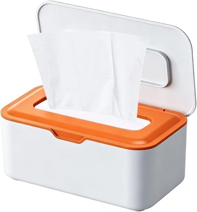 Doekjesdispenser Met Deksel - Navulbare Opberger - Hygiënisch Opbergen - Strakke Dekselafdichting - 20x125x9cm - Oranje