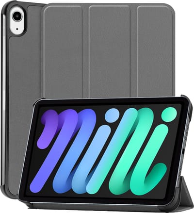 Hoesje - Geschikt voor Apple iPad Mini 7 (2024) - 8.3 inch - 7e Generatie - Dun & Stevig - Hardcover Book Case - Trifold Bookcase Hoes - Hard Cover - Tablethoes - Grijs