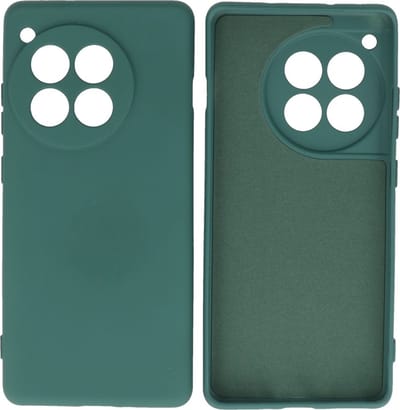 Hoesje Geschikt voor OnePlus 12R - Fashion Telefoonhoesje Backcover - Siliconen Hoesje - Donker Groen