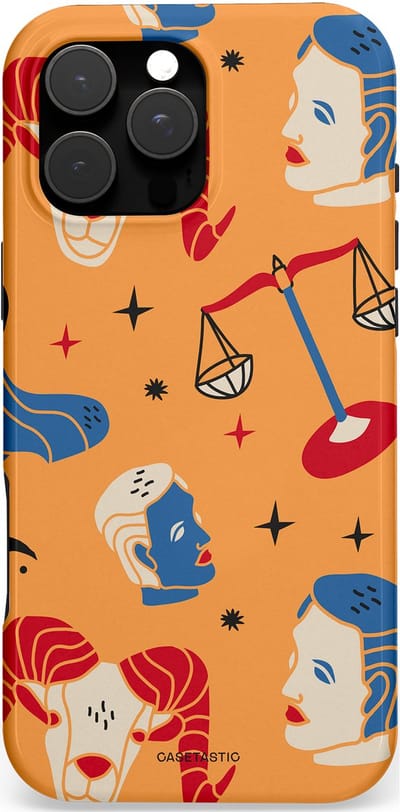 Casetastic hoesje geschikt voor Apple iPhone 16 Pro Max - MagSafe - Dubbellaagse bescherming - Zodiac in lijn - Fashion Case - Okergeel Terracotta Zand Rood