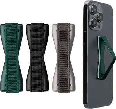 kwmobile vingerhouder voor smartphone - Vingergreep voor telefoon - Zelfklevende finger holder - Set van 3 - In grijs / metallic petrol / zwart