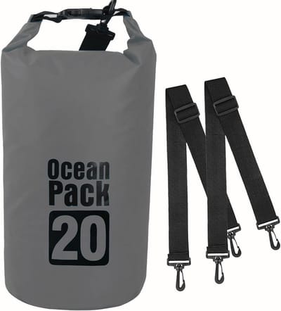 Drijvende Waterdichte Dry Bag Rugzak 20L - Rolltop Tas voor Kajakken, Raften, Varen, Zwemmen, Kamperen, Wandelen, Strand en Vissen - Grijs