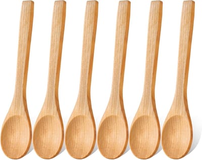 salbsever 6 stuks honinglepels voor thee houten lepel kleine houten lepels set handgemaakte kleine soeplepels houten menglepels serveerlepels specerijen lepels voor koffie thee suiker, 5.1 x .2