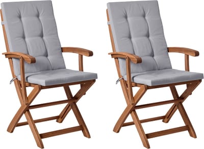 MAUI PREMIUM - Tuinstoel set van 2 - Lichtgrijs/Bruin - Acaciahout