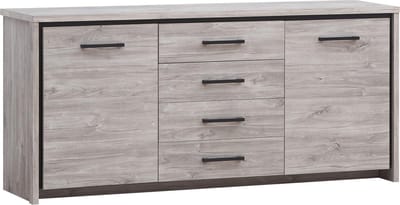 Belfurn - Elias buffet-dressoir in grijze eik met zwarte sierstrip