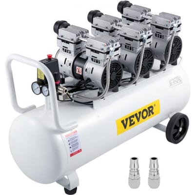 VEVOR luchtcompressor 80L, fluisterstille, olievrije compressor (22 gallons) met 2 manometers voor huisreparaties, vloerverwarmingreiniging, plaatmetaalverf, staalspuiten, tandheelkunde, enz.