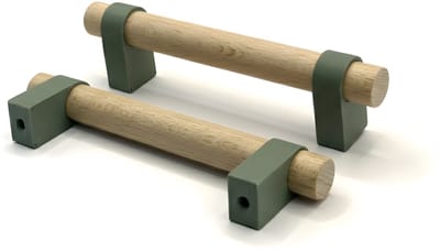 Home 3D® - Handgreep Groen – 96mm – Beukenhout – Gemaakt in Nederland – Inclusief Schroeven - Voor Keuken, Kast en Meubel