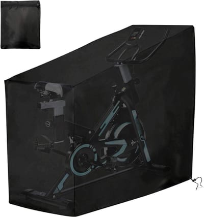 Hoes voor hometrainer - Beschermhoes voor spinningfiets - Stof- en waterdichte hoes - Waterdichte loopbandhoes van 210D - Geschikt voor binnen- en buitengebruik - Met trekkoord - Zwart