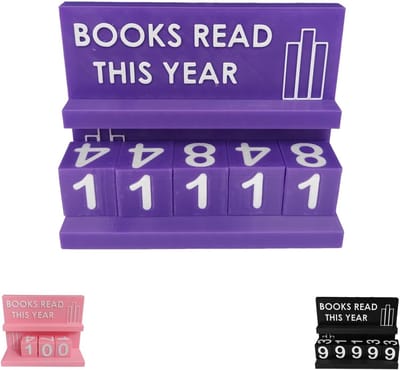Boekenplankdecoratie Leesteller - 2025 Boektracker - Visueel leesdagboek - Leesuitdagingmarker - Bibliotheekleeshulpmiddel - Cadeau voor schrijvers en boekenliefhebbers - Paars