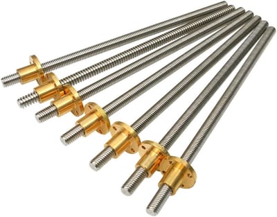 Draadstang Set - Schroefstang Koperen Moer - Precisie Beweging - Roestvrij Staal - 12mm Diameter - Zilver