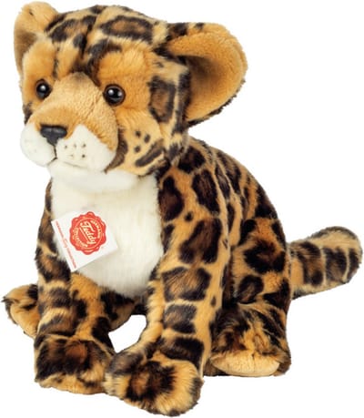 Hermann Teddy Knuffeldier Luipaard - zachte pluche stof - premium knuffels - lichtbruin - 27 cm - wilde katten - roofdieren