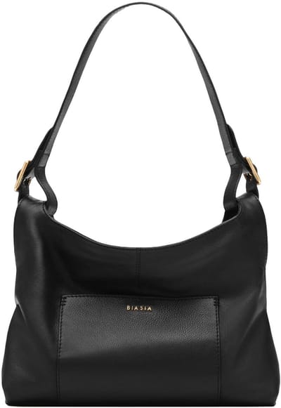 BIASIA Leren schoudertas Pocket Hobo Bag Nero zwart