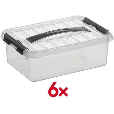 Sunware Q-Line opbergbox 4L - 30x20x10.4 cm - Transparant/Grijs