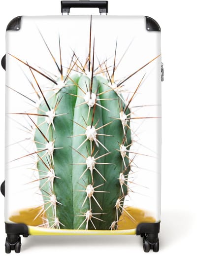 NoBoringSuitcases.com® - Koffer groot - Reiskoffer lichtgewicht - Cactus - Planten - Natuur - Groen - Rolkoffer met 4 wielen - Grote trolley XL - 98 liter bagage
