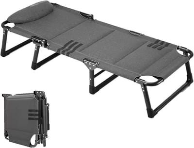 Opvouwbaar Bed - Campingbedje Thuiskantoor - Dutje Reis - Hoge Veerkracht Matras - 190x68CM - Eén Kleur