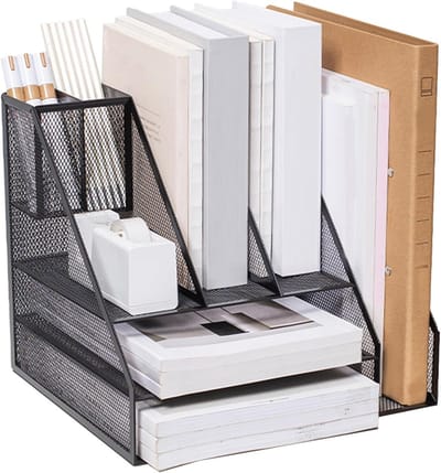 Bureau Organizer - Opbergbakjes - Thuiswerkplek Inrichten - Stabiel Metalen Frame - 32x27x27 cm - Zwart