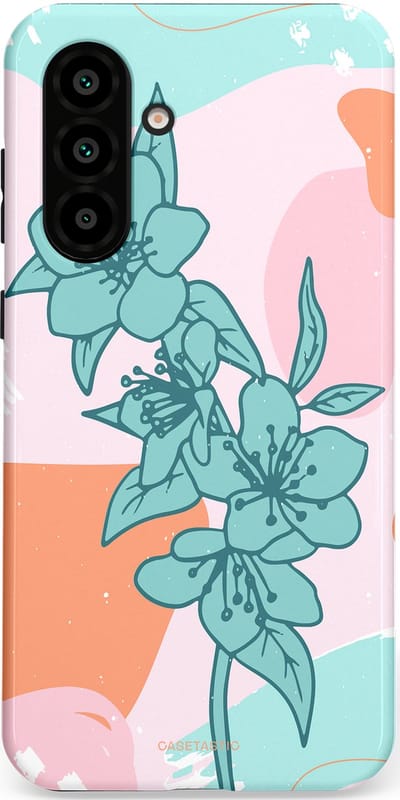 Casetastic hoesje geschikt voor Samsung Galaxy A36 / Samsung Galaxy A56 - Dubbellaagse bescherming - Roze Oranje Turqoise Bloemen Modern - Fashion Case - Wit Mintgroen Perzik Lichtroze