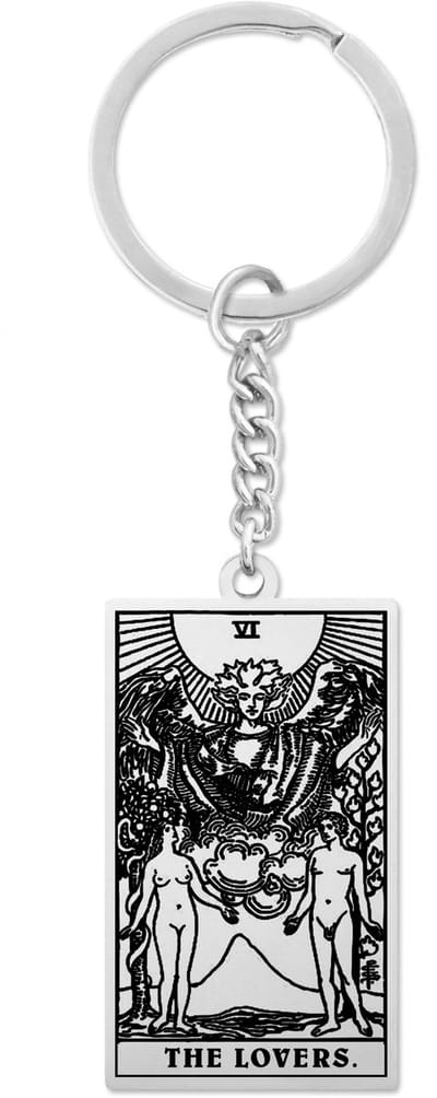 Tarot Sleutelhanger VI: De Geliefden / The Lovers - Zilverkleurig Stainless Steel - Grote Arcana uit Rider-Waite Geïnspireerd - Pax Amare