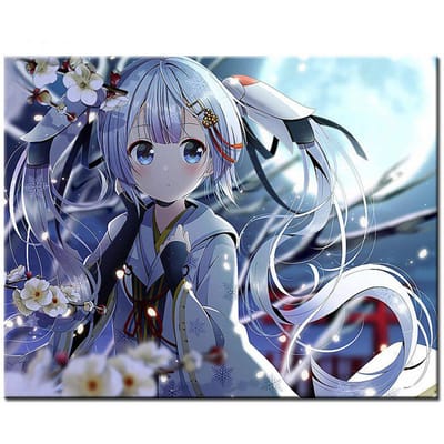 5D DIY volledige ronde Diamond schilderij Anime meisje maan nacht borduurwerk kruissteek schilderij Home Decor 20X30CM gray