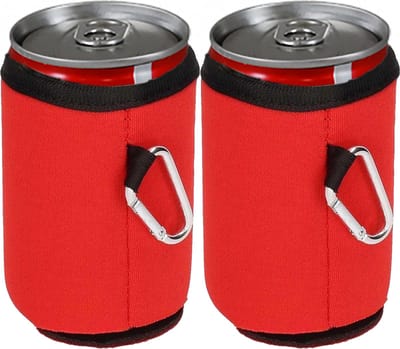 Blikjeskoeler - Drankkoeler - Thermohoes - Koelhoudhoes - 2 stuks - Karabijnhaak - Rood - Fleskoeler - Bierkoeler - Koelzak