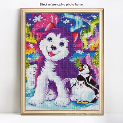 Diamant schilderij volledige boor ronde hond diamant borduurwerk dieren handwerk diamant mozaïek foto's 20X30 blue