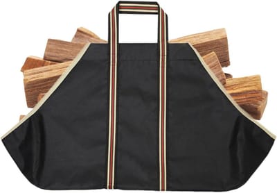 Brandhout Drager - Houtzak Handgrepen - Haardhout Opslag - Waterbestendig Robuust Materiaal - 72 x 45 cm - Zwart Bruin
