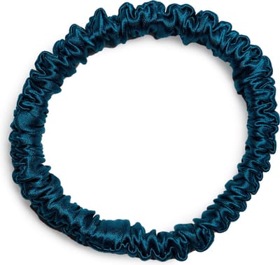 Lajetti - 100% Zijden Haarelastiek Oceaanblauw - Silk Skinny Zijde Scrunchie Moerbei