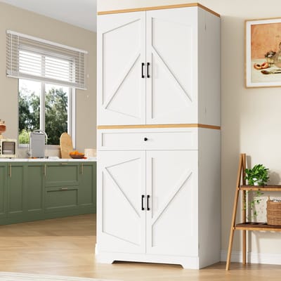 REDOM Hoge kast 80×40×180 cm – MDF keukenkast wit met multifunctionele opbergruimte, ruime lades en anti-kantel veiligheidsysteem