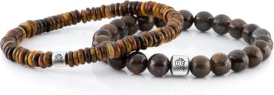 Kralen Armband Heren Kent Cognac – DTCH.FIT - 8mm Bronziet en 6mm Tijgeroog – One size
