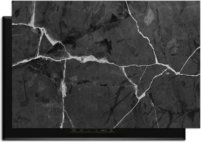 KitchenArt - Marble Charcoal - Inductie Beschermer - 90x50 cm - Kookplaat Beschermer - Luxe Afdekplaat Inductieplaat - Anti-slip & Oprolbaar - Beschermmat Inductiekookplaat