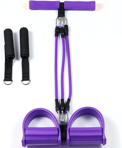 Elastisch touw voor crunches met pedalen, afneembaar fitness hulpmiddel voor sit-ups, versterk je buikspieren en verbeter je trainingservaring met schuimrubberen handgrepen