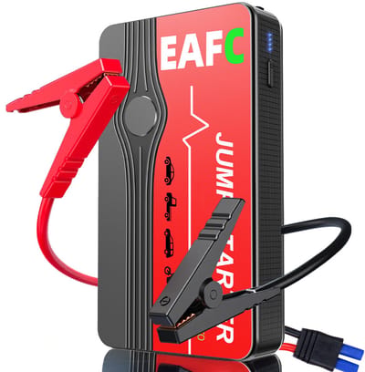 EAFC Jumpstarter voor Auto - 600A / 10000 mAh - 3-in-1 Starthulp - LED Zaklamp, SOS Noodlicht en Powerbank - Rood