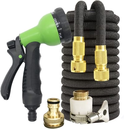 Flexibele Tuinslang - Intrekbare Slang - Tuin Water Geven - 3x Uitzetbaar - 30 Meter - Zwart