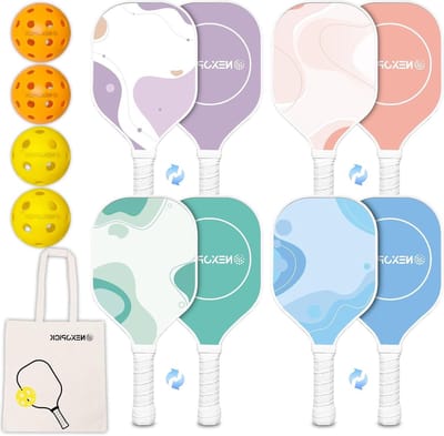 Pickleball Paddles Set - Pickleball Rackets Set - Sport Spelen - Ergonomische Griptape - 4 Pack - Macaron Kleuren