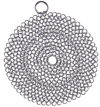 Gietijzer Cleaner - Ronde Roestvrij Stalen Chainmail Scrubber voor Gietijzeren Pannen en Kookgerei