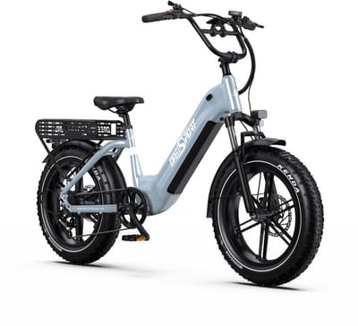 Elektrische Fiets ONESPORT - Krachtige 864Wh Verwijderbare Accu - 100 km Actieradius - 20x4.0 Inch All-Terrain Banden - Shimano 7 Versnellingen - Hydraulische Schijfremmen - Aluminium Frame - Grijsblauw