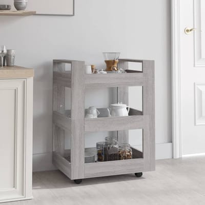 vidaXL - Keukentrolley - 60x45x80cm - bewerkt - hout - grijs - sonoma - eikenkleurig