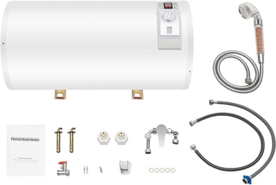 Elektrische Boiler - Waterverwarmer Apparaat - Direct Warm Water - Inclusief Doucheset - 71 x 34 cm - Wit