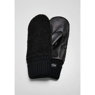 Urban Classics - Sherpa Imitation Leather Handschoenen - S/M - Zwart