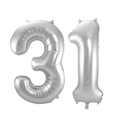 Folieballon 31 jaar - Zilver - 86 cm