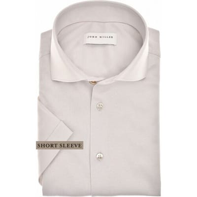John Miller Overhemd Slim Short Sleeve Cotton Jersey Licht Grijs / male