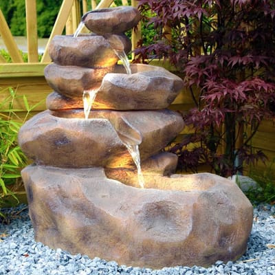 DD Waterornamenten voor Buiten - Waterval - Kamerfontein - Waterfontein Tuin - 53x82x77cm - Bruin