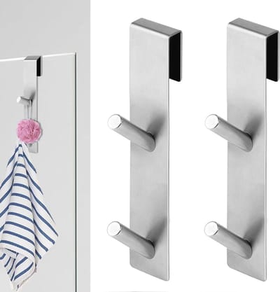 Dubbele haken voor douchedeur - Zonder boren - Wanddouche accessoires - Badjas en handdoek hangers - Set van 2