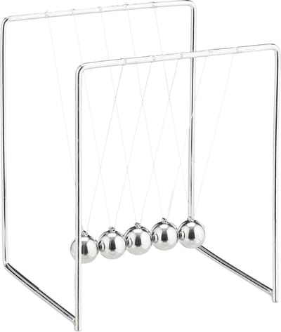 newton pendel - 5 ballen - balanceerbal voor bureau en kantoor - metaal - zilver