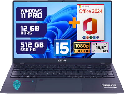 Krachtige 15.6" Full HD Notebook | Snelle Intel Core i5 & 512GB SSD | 12GB DDR5 Geheugen | Windows 11 Pro Editie + Office 2024 voor Zakelijk, Thuis en Studie