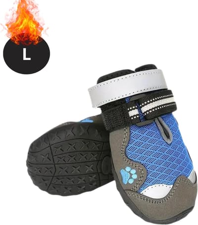 Bovista Hondenschoenen Pootbeschermer - Hondenschoenen - 4 Stuks - Hondenschoentjes - Pootbescherming Hond - Waterbestendig - Antislip - Blauw - L