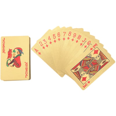 Ensemble de Cartes en Plastique Imperméables avec Feuille d'Or Jeux de Table pour Fête Plage Camping Loisirs beige