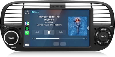 Hexinex Quad-Core 7" Autoradio Geschikt voor Fiat 500 (2007-2015) - Draadloos CarPlay, Android Auto, Ondersteunt DAB+, multimediaspeler, 2GB+64GB, zwart